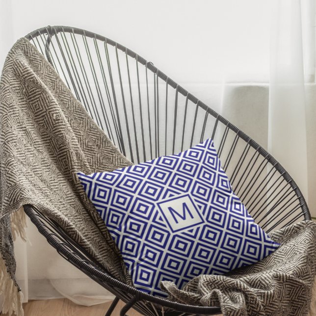 Modern Navy Blue Geometric Pattern Cushion (Creator Uploaded)