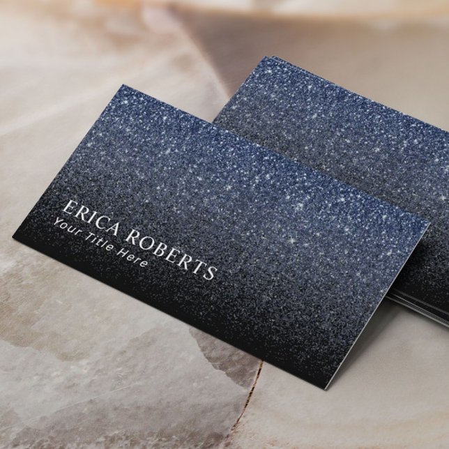 Modern Navy Blue Glitter Minimalist Business Card (Creator Uploaded)