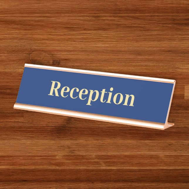 Modern Navy Blue Gold Business Office Reception Desk Name Plate (Modern Navy Blue Gold Business Office Reception Desk Name Plate)