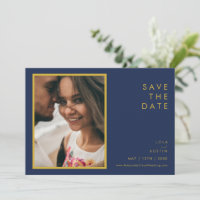 Modern Navy Blue | Gold Font Photo Horizontal