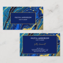 Modern Navy Blue & Gold Marble Agate Abstract 