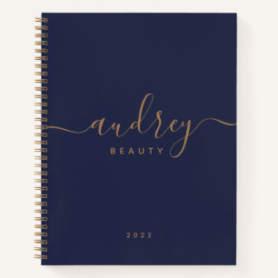 modern navy blue gold Signature monogrammed Notebook