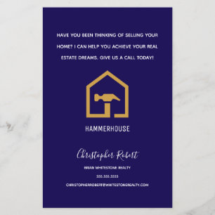 Modern Navy Blue & Golden Construction Building Flyer