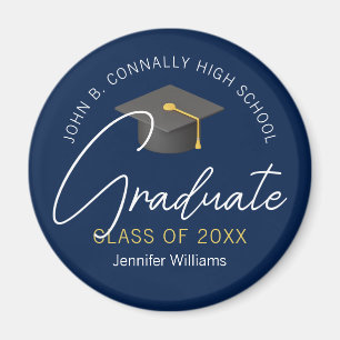 Modern Navy Blue Graduate Custom 2025 Graduation Magnet