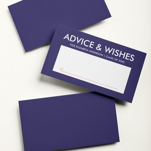 Modern Navy Blue Graduate Student Graduation Party Advice Card (Creator Uploaded)