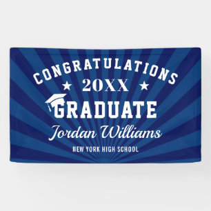 Modern Navy Blue Graduation Party Banner