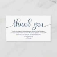 Modern Navy Blue Hand Lettered, Wedding Thank you