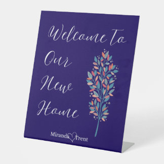 Modern Navy Blue Housewarming Party Sign