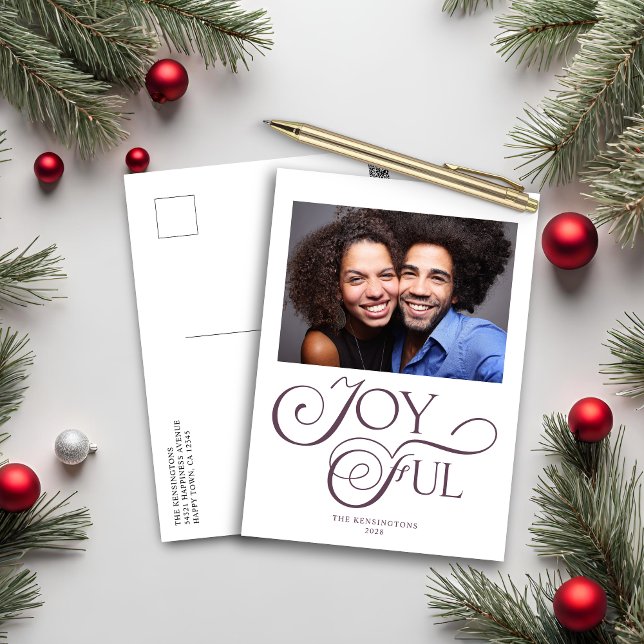 Modern Navy Blue Joyful Christmas Holiday Photo (Creator Uploaded)