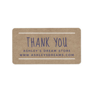 Modern Navy Blue Kraft Paper Thank You Sticker