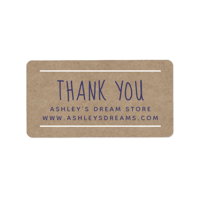 Modern Navy Blue Kraft Paper Thank You Sticker (Front)