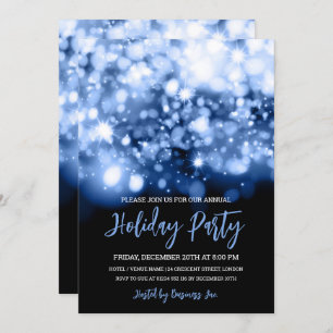 Modern Navy Blue Lights Corporate Holiday Party Invitation