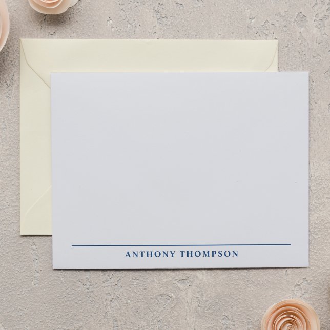 Modern Navy Blue Line Stationery Card (Creator Uploaded)