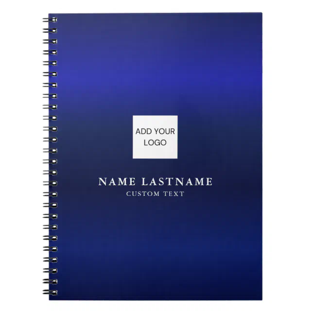 Modern Navy Blue Metallic Professional Name Logo Notebook | Zazzle