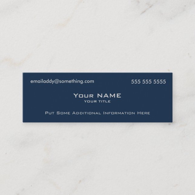 Modern Navy Blue Mini Business Card (Front)
