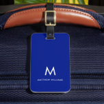 Modern Navy Blue Minimal Monogram Custom Luggage Tag<br><div class="desc">Modern Navy Blue Minimal Monogram Custom Luggage Tag</div>
