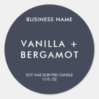 Modern Navy Blue Minimalist Candle Label