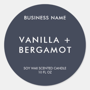 Modern Navy Blue Minimalist Candle Label