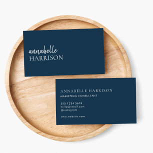 Modern Navy Blue   Minimalist Professional Script Business Card
