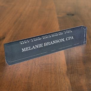 Modern Navy Blue Name Title One Line Nameplate