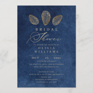 Modern Navy Blue Nautical Bridal Shower Invitation