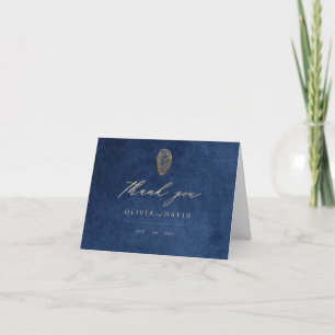 Modern Navy Blue Nautical Wedding Thank You Card