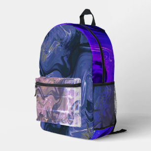 Modern navy blue ombre gold marble pattern printed backpack