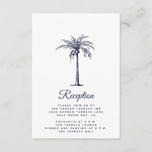 Modern Navy Blue Palm Beach Wedding Reception Enclosure Card