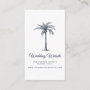 Modern Navy Blue Palm Beach Wedding Website Enclosure Card
