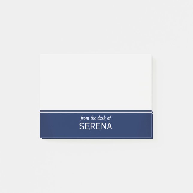 Modern Navy Blue Personalised 4" x 3" Post-it Notes (Front)