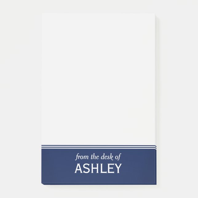 Modern Navy Blue Personalised 4" x 6" Post-it Notes (Front)