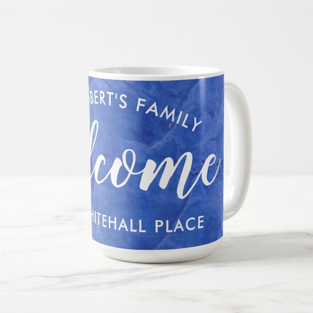 Modern Navy Blue Personalised Coffee Mug (Front Right)