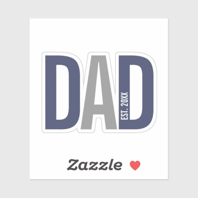 Modern Navy Blue Personalised Dad Established (Sheet)