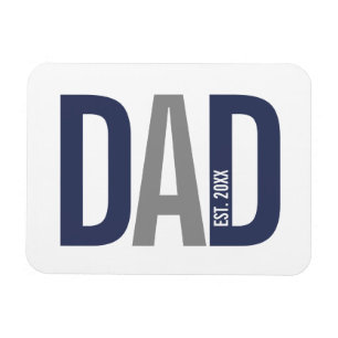 Modern Navy Blue Personalised Dad Established Magnet
