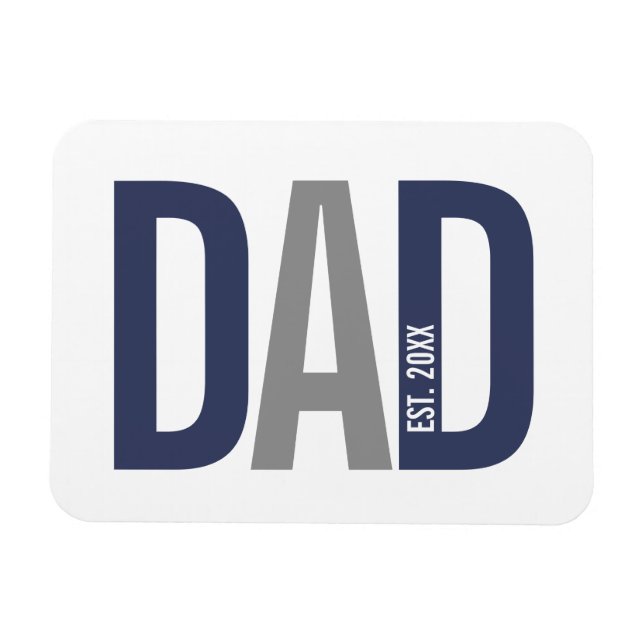Modern Navy Blue Personalised Dad Established Magnet (Horizontal)
