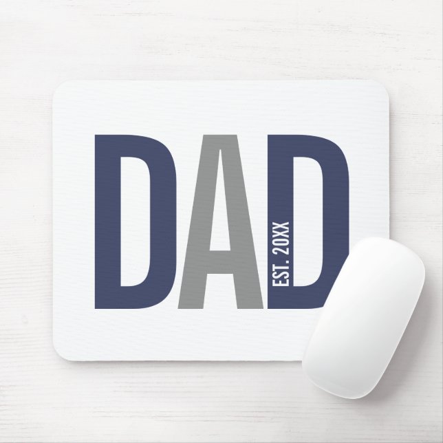 Modern Navy Blue Personalised Dad Established Mouse Pad (With Mouse)