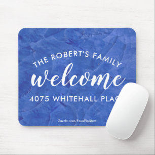 Modern Navy Blue Personalised Desk Mouse Pad