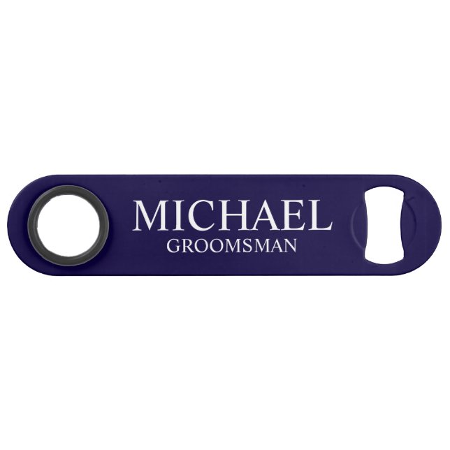 Modern Navy Blue Personalised Groomsman (Front (Horizontal))
