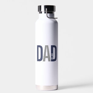 Modern Navy Blue Personalized Dad Established Water Bottle