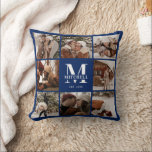 Modern Navy Blue Photo Collage Personalised Cushion<br><div class="desc">This 8 Photo Collage Modern Family Personalised Throw Pillow is the perfect way to turn your favourite family photos into a cute and trendy keepsake. With a simple, modern design and elegant Monogram, it's fully customisable to fit your style. Ideal for gifting on Mother’s Day, Father’s Day, birthdays, Christmas, anniversary...</div>