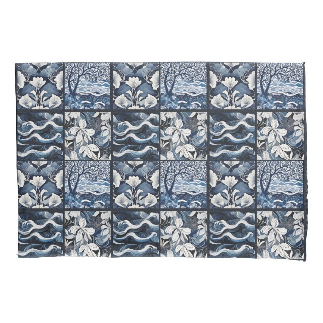 Modern Navy Blue  Pillowcase (Front-Left)