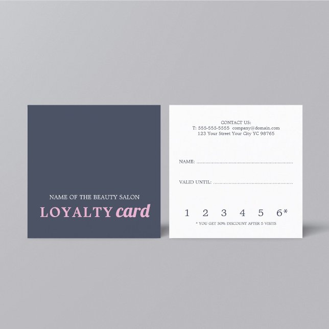 Modern Navy Blue Pink Beauty Loyalty Card (Creator Uploaded)