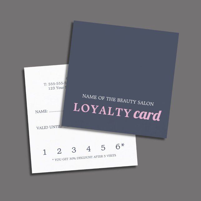 Modern Navy Blue Pink Beauty Loyalty Card (Creator Uploaded)