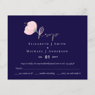 Modern Navy Blue Pink Rose Gold Wedding Budget