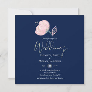 Modern Navy Blue Pink Rose Gold Wedding Budget