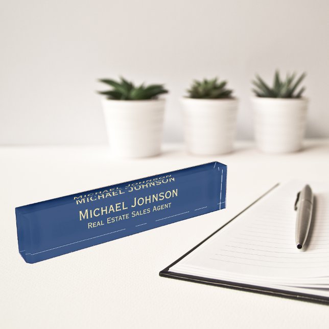 Modern Navy Blue Professional Business Executive Nameplate (Modern Navy Blue Professional Business Executive Desk Name Plate)