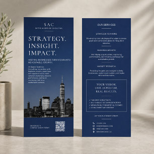 Modern Navy Blue QR Code Professional Consultant Rack Card