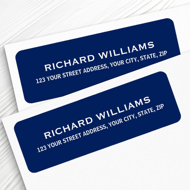 Modern, navy blue return address label (Creator Uploaded)