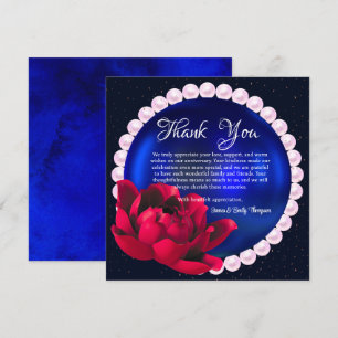 Modern Navy-Blue Rose Pearl Wedding Anniversary  Thank You Card