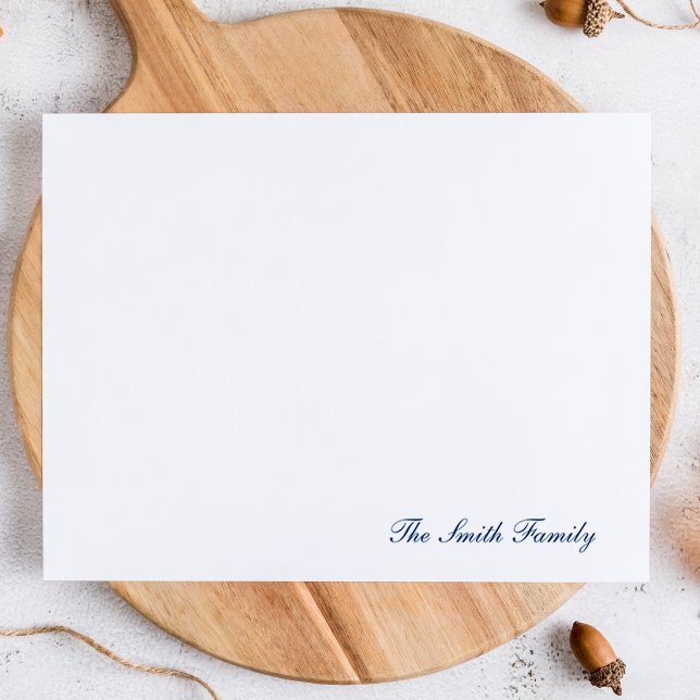 Modern Navy Blue Script Family Stationery Card (Creator Uploaded)